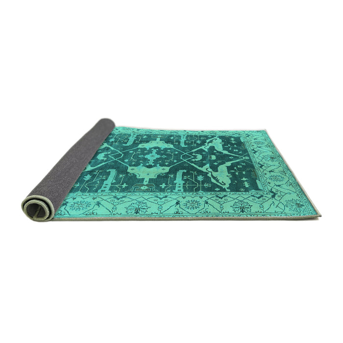 Sideview of Oriental Turquoise Industrial Rug, urb2912turq