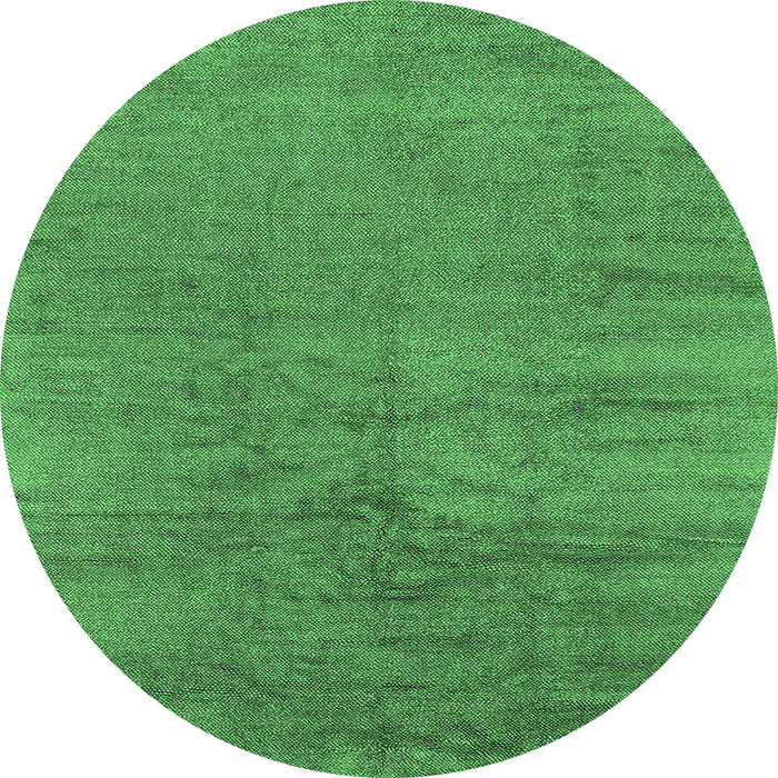 Round Oriental Emerald Green Industrial Rug, urb2913emgrn