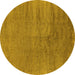 Round Oriental Yellow Industrial Rug, urb2913yw