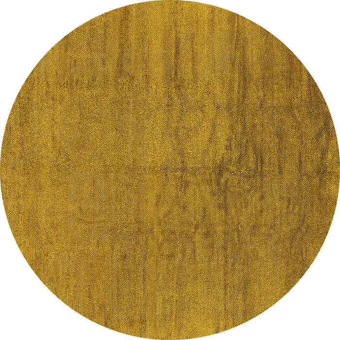 Round Machine Washable Oriental Yellow Industrial Rug, wshurb2913yw