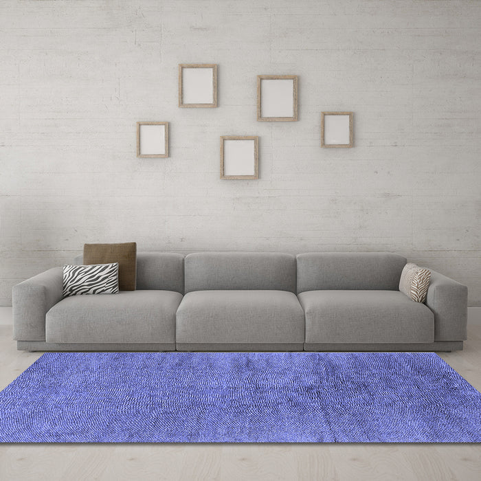 Machine Washable Oriental Blue Industrial Rug in a Living Room, wshurb2913blu