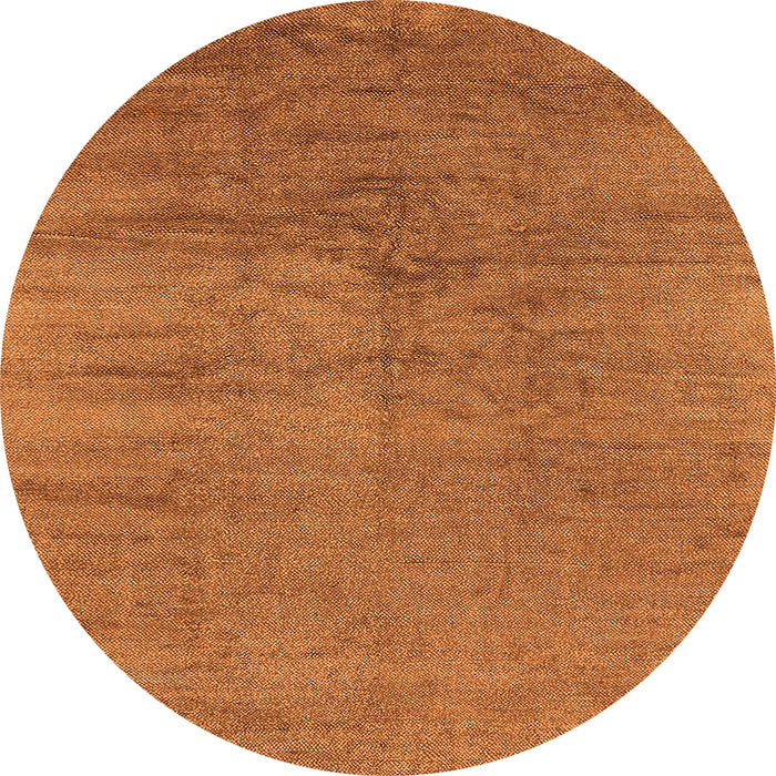 Round Machine Washable Oriental Orange Industrial Area Rugs, wshurb2913org