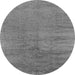 Round Machine Washable Oriental Gray Industrial Rug, wshurb2913gry