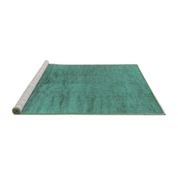 Sideview of Machine Washable Oriental Turquoise Industrial Area Rugs, wshurb2913turq