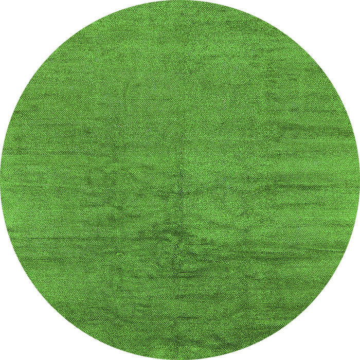 Round Machine Washable Oriental Green Industrial Area Rugs, wshurb2913grn