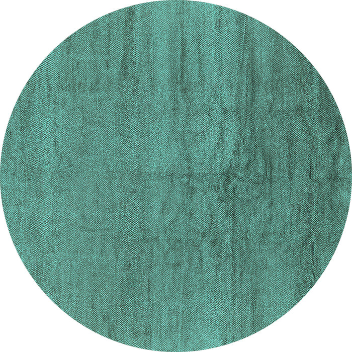 Round Machine Washable Oriental Turquoise Industrial Area Rugs, wshurb2913turq