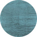 Round Oriental Light Blue Industrial Rug, urb2913lblu