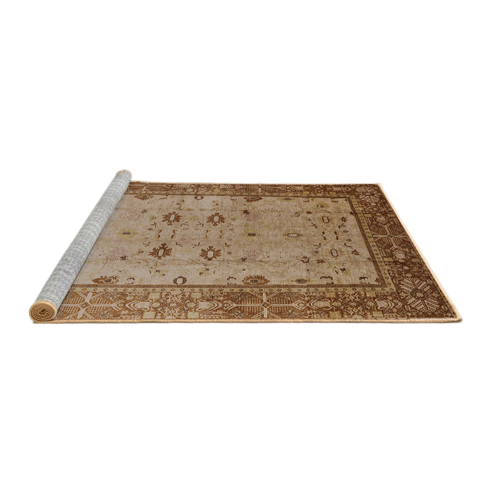 Sideview of Machine Washable Industrial Modern Light Copper Gold Rug, wshurb2914