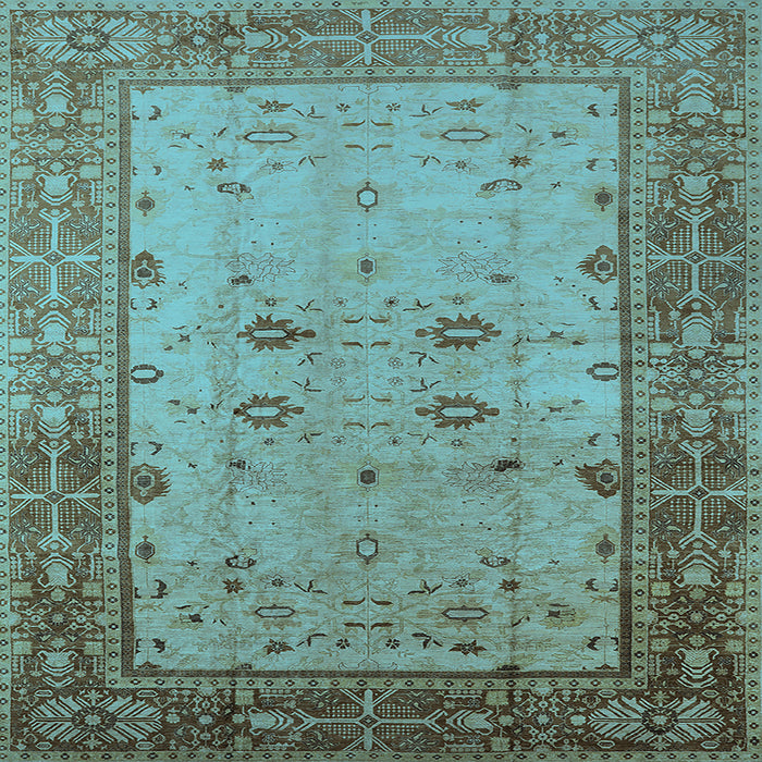 Square Machine Washable Oriental Light Blue Traditional Rug, wshurb2914lblu