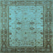 Square Machine Washable Oriental Light Blue Traditional Rug, wshurb2914lblu