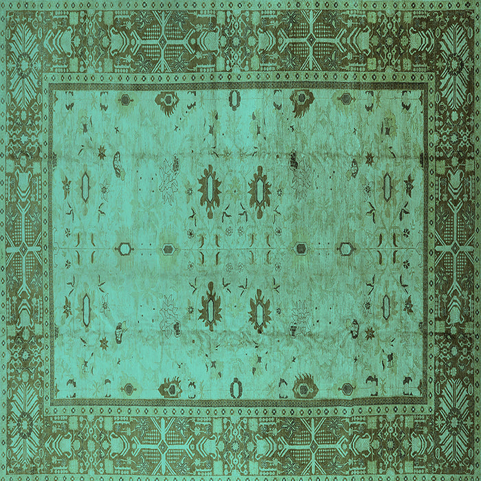 Square Oriental Turquoise Traditional Rug, urb2914turq