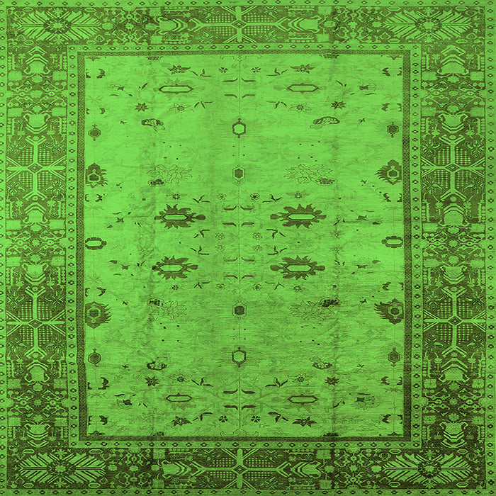 Square Machine Washable Oriental Green Traditional Area Rugs, wshurb2914grn