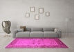 Machine Washable Oriental Pink Traditional Rug in a Living Room, wshurb2914pnk