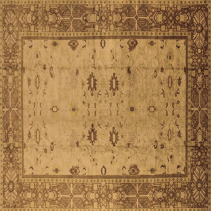 Square Oriental Brown Traditional Rug, urb2914brn