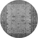 Round Oriental Gray Traditional Rug, urb2914gry