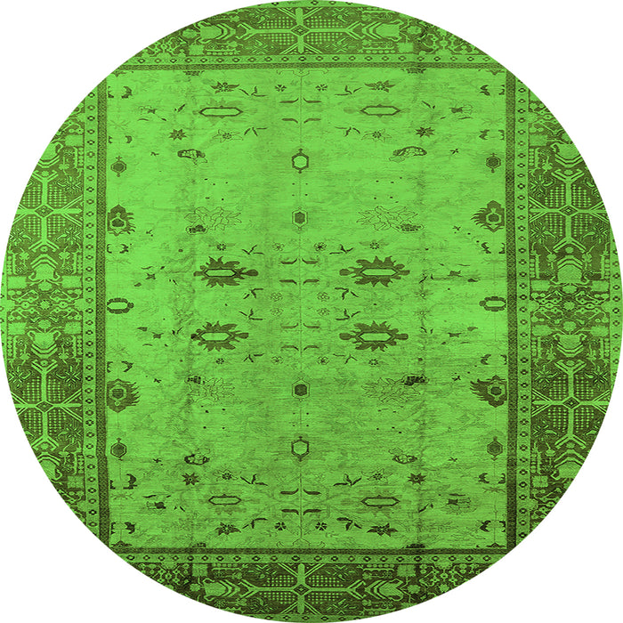 Round Oriental Green Traditional Rug, urb2914grn