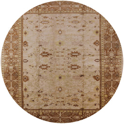 Round Mid-Century Modern Light Copper Gold Oriental Rug, urb2914