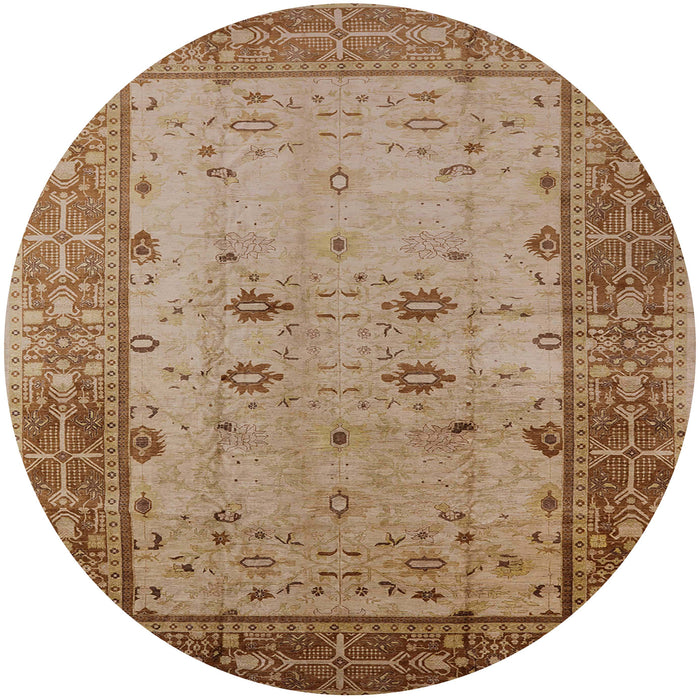 Round Mid-Century Modern Light Copper Gold Oriental Rug, urb2914