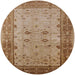 Round Mid-Century Modern Light Copper Gold Oriental Rug, urb2914