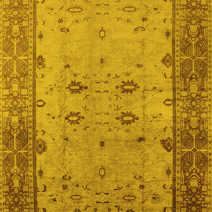 Machine Washable Oriental Yellow Traditional Rug, wshurb2914yw