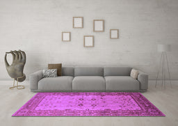 Machine Washable Oriental Purple Traditional Area Rugs in a Living Room, wshurb2914pur
