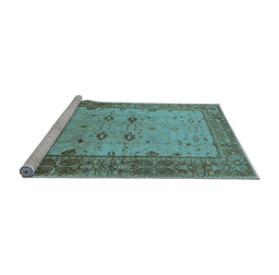 Sideview of Machine Washable Oriental Light Blue Traditional Rug, wshurb2914lblu