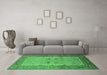 Machine Washable Oriental Emerald Green Traditional Area Rugs in a Living Room,, wshurb2914emgrn