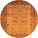 Round Oriental Orange Traditional Rug, urb2914org