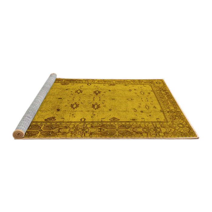 Sideview of Machine Washable Oriental Yellow Traditional Rug, wshurb2914yw