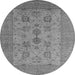 Round Machine Washable Oriental Gray Industrial Rug, wshurb2915gry