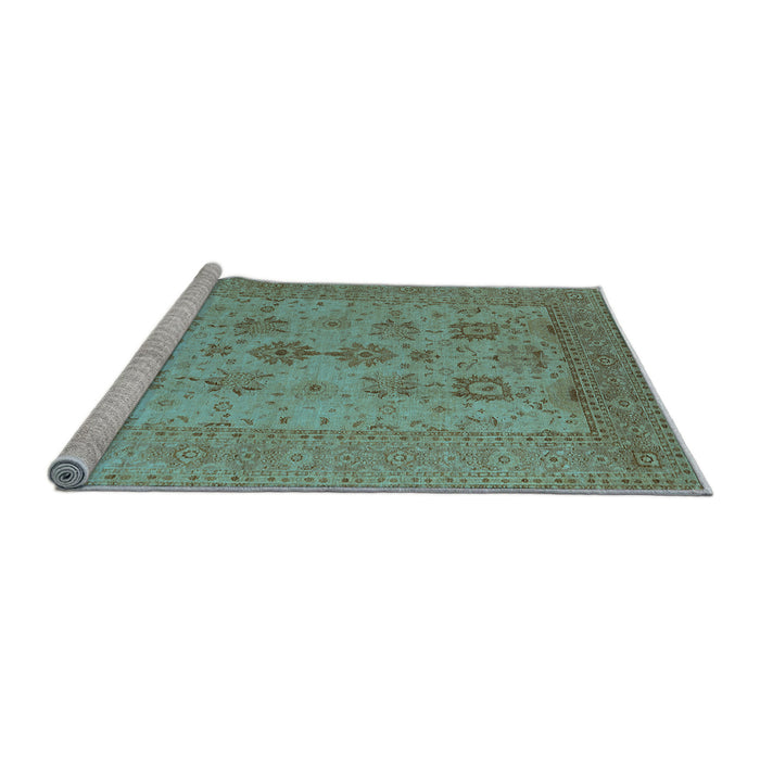 Sideview of Machine Washable Oriental Light Blue Industrial Rug, wshurb2915lblu