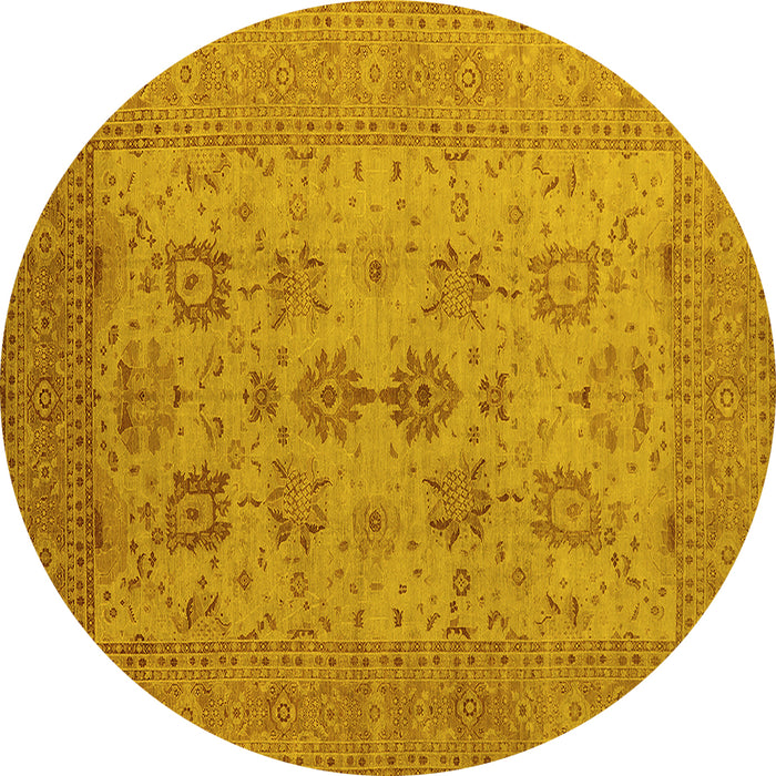 Round Oriental Yellow Industrial Rug, urb2915yw