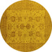 Round Oriental Yellow Industrial Rug, urb2915yw