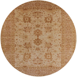 Round Mid-Century Modern Brown Sand Brown Oriental Rug, urb2915