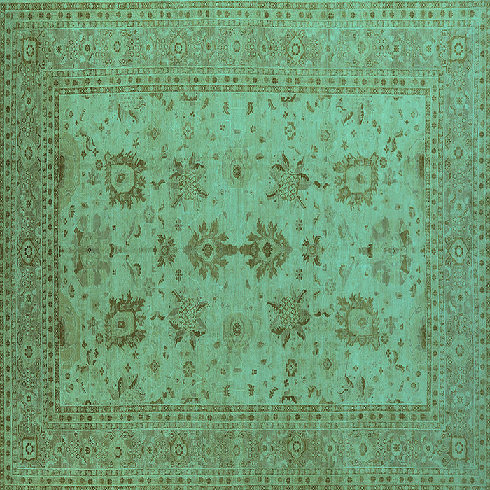 Square Machine Washable Oriental Turquoise Industrial Area Rugs, wshurb2915turq