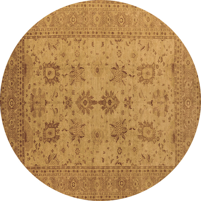 Round Oriental Brown Industrial Rug, urb2915brn