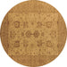 Round Oriental Brown Industrial Rug, urb2915brn