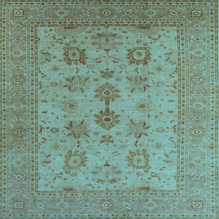 Square Machine Washable Oriental Light Blue Industrial Rug, wshurb2915lblu
