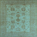 Square Machine Washable Oriental Light Blue Industrial Rug, wshurb2915lblu