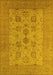 Machine Washable Oriental Yellow Industrial Rug, wshurb2915yw