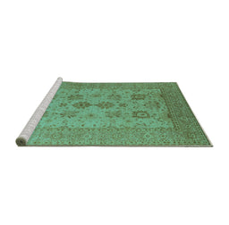 Sideview of Machine Washable Oriental Turquoise Industrial Area Rugs, wshurb2915turq