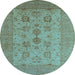 Round Oriental Light Blue Industrial Rug, urb2915lblu