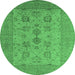 Round Oriental Emerald Green Industrial Rug, urb2915emgrn