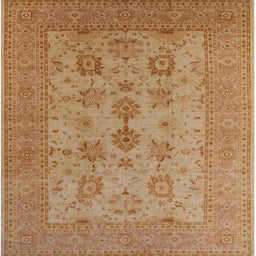 Square Mid-Century Modern Brown Sand Brown Oriental Rug, urb2915