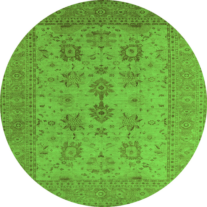 Round Machine Washable Oriental Green Industrial Area Rugs, wshurb2915grn
