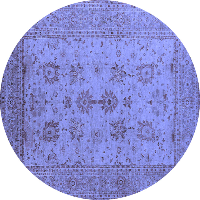 Round Oriental Blue Industrial Rug, urb2915blu