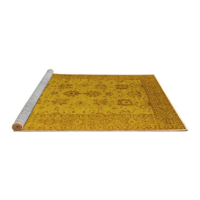 Sideview of Machine Washable Oriental Yellow Industrial Rug, wshurb2915yw
