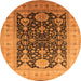 Round Machine Washable Oriental Orange Traditional Area Rugs, wshurb2916org