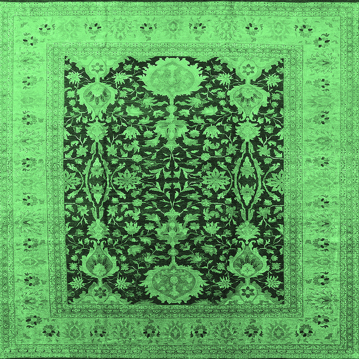 Square Oriental Emerald Green Traditional Rug, urb2916emgrn
