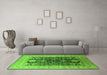 Machine Washable Oriental Green Traditional Area Rugs in a Living Room,, wshurb2916grn